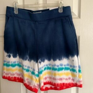 Lands End Women’s Size M 10-14 Deep Sea Navy Rainbow Tie Dye